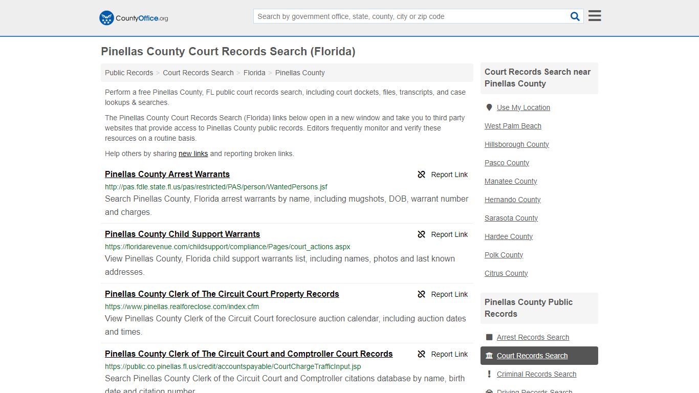 Pinellas County Court Records Search (Florida) - County Office